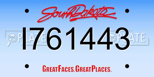 I761443 South Dakota License Plate