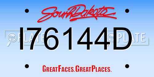 I76144D South Dakota License Plate