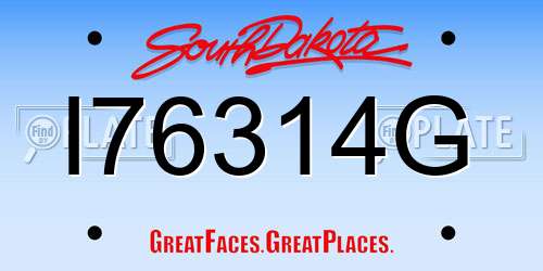 I76314G South Dakota License Plate