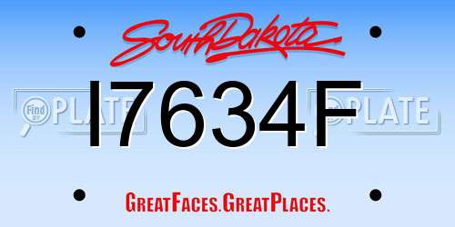 I7634F South Dakota License Plate