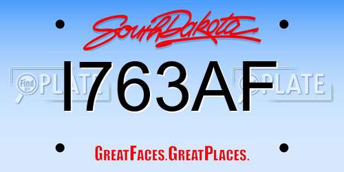 I763AF South Dakota License Plate