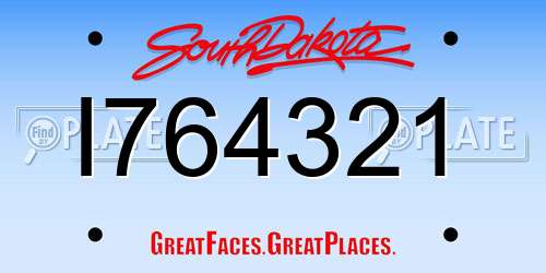 I764321 South Dakota License Plate