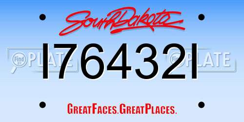 I76432I South Dakota License Plate