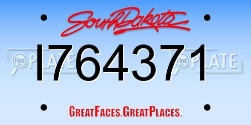 I764371 South Dakota License Plate