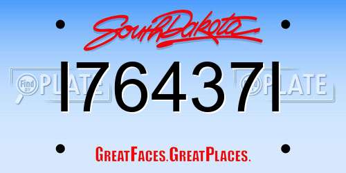 I76437I South Dakota License Plate