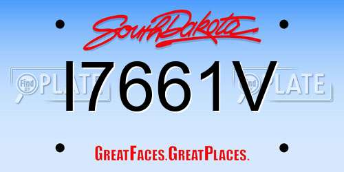 I7661V South Dakota License Plate