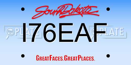 I76EAF South Dakota License Plate