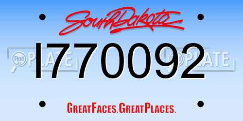 I770092 South Dakota License Plate