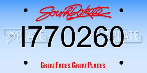 I770260 South Dakota License Plate