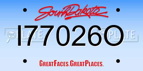 I77026O South Dakota License Plate