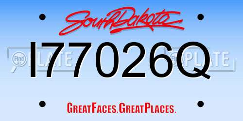 I77026Q South Dakota License Plate