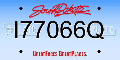 I77066Q South Dakota License Plate