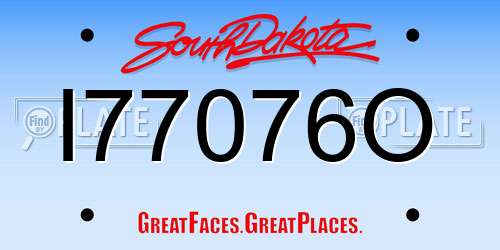 I77076O South Dakota License Plate
