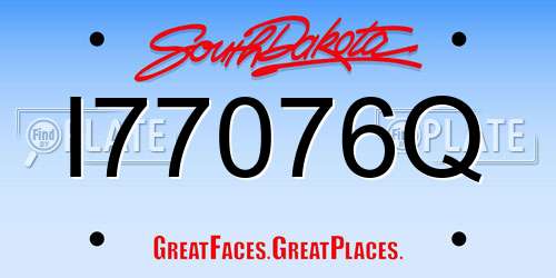 I77076Q South Dakota License Plate