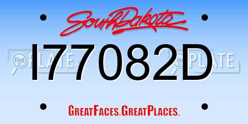 I77082D South Dakota License Plate