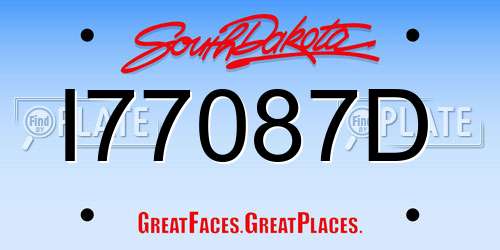 I77087D South Dakota License Plate