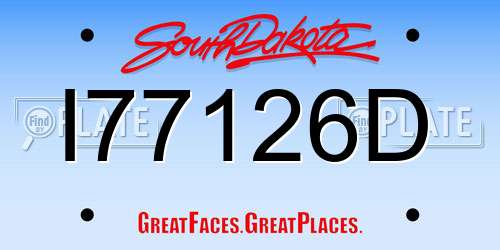 I77126D South Dakota License Plate