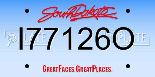 I77126O South Dakota License Plate