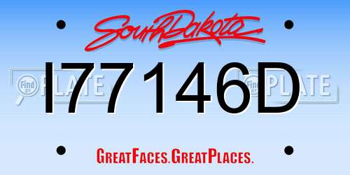 I77146D South Dakota License Plate