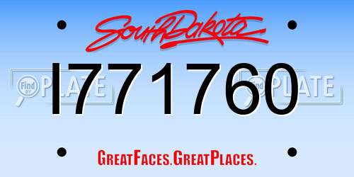 I771760 South Dakota License Plate