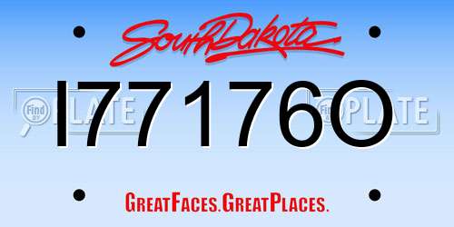 I77176O South Dakota License Plate