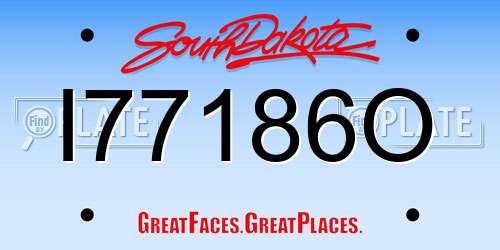 I77186O South Dakota License Plate