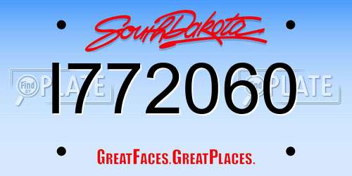 I772060 South Dakota License Plate