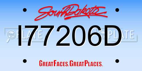 I77206D South Dakota License Plate