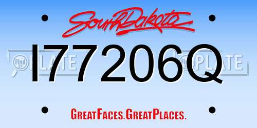 I77206Q South Dakota License Plate