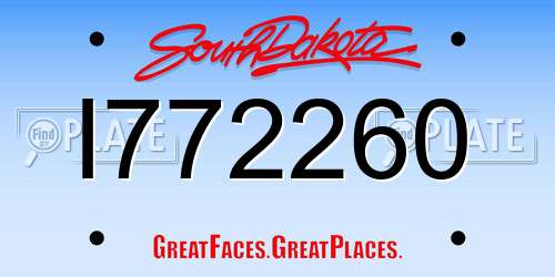 I772260 South Dakota License Plate