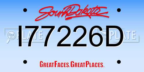I77226D South Dakota License Plate