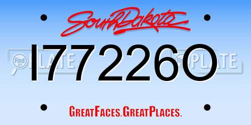 I77226O South Dakota License Plate