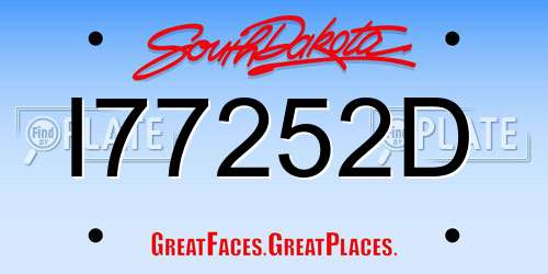 I77252D South Dakota License Plate