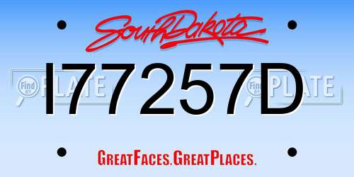 I77257D South Dakota License Plate