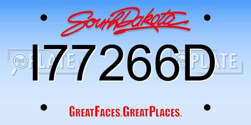 I77266D South Dakota License Plate