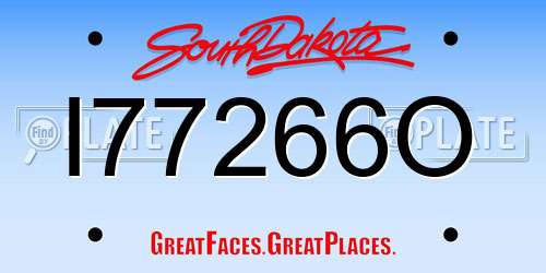I77266O South Dakota License Plate