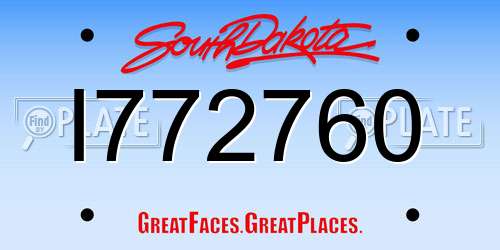 I772760 South Dakota License Plate
