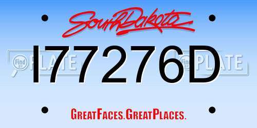 I77276D South Dakota License Plate