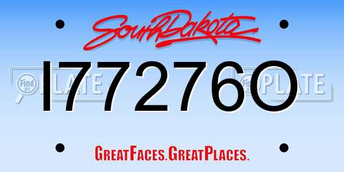 I77276O South Dakota License Plate