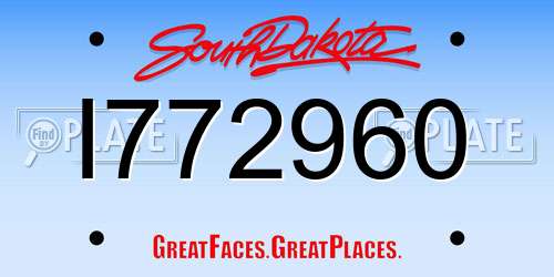 I772960 South Dakota License Plate