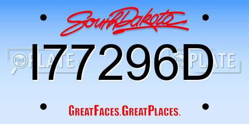 I77296D South Dakota License Plate