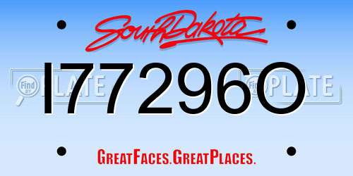 I77296O South Dakota License Plate