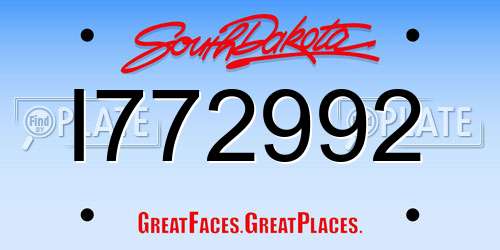 I772992 South Dakota License Plate