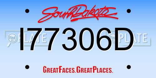 I77306D South Dakota License Plate