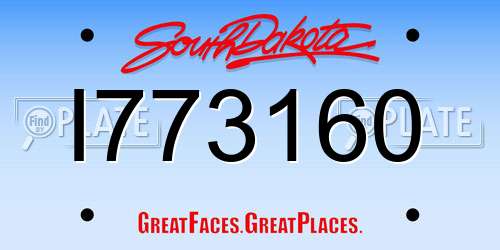 I773160 South Dakota License Plate