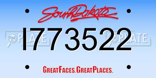 I773522 South Dakota License Plate