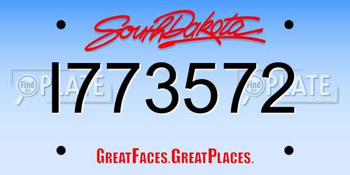 I773572 South Dakota License Plate