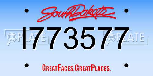I773577 South Dakota License Plate