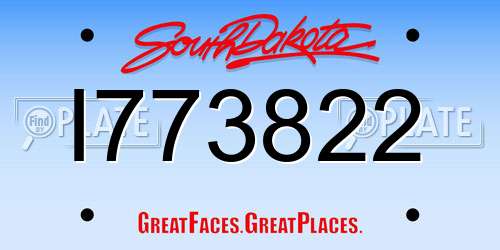 I773822 South Dakota License Plate