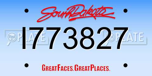I773827 South Dakota License Plate